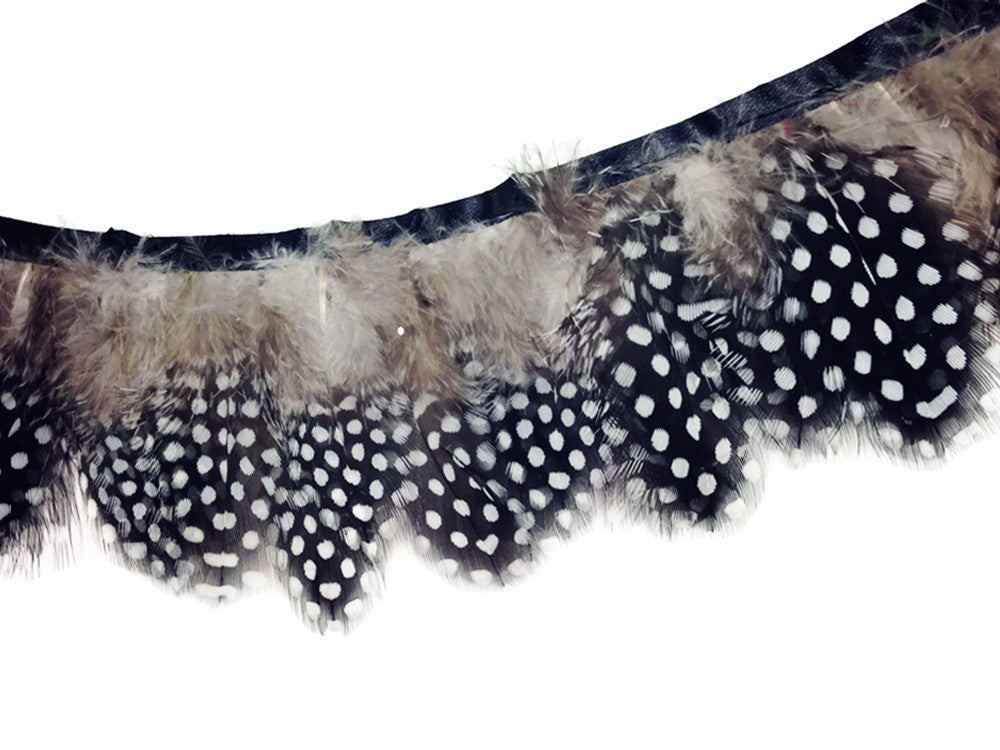 1 Yard - Natural Guinea Hen Plumage Feather Trim