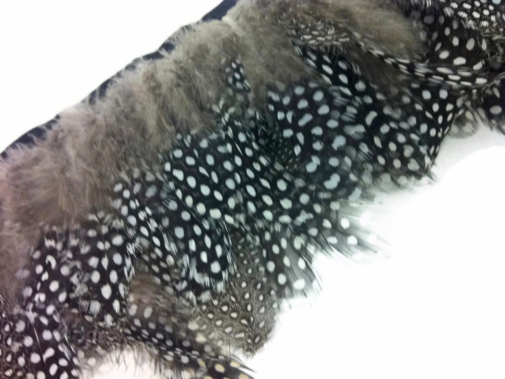 1 Yard - Natural Guinea Hen Plumage Feather Trim