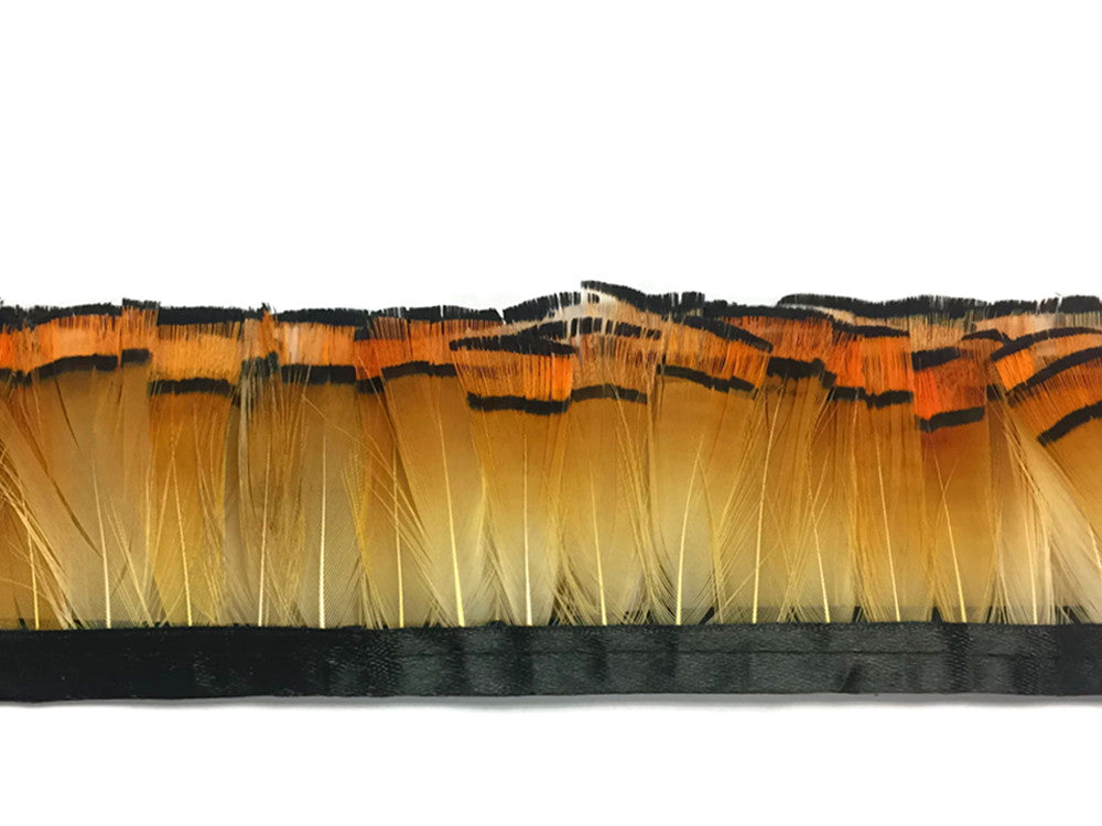 1 Yard - Natural Orange Tippet Golden Pheasant Feather Trim