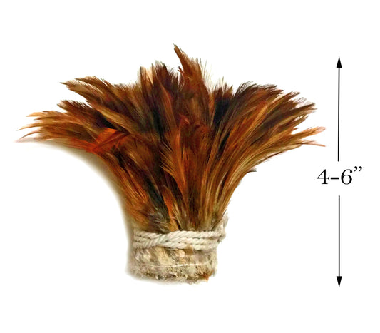1 Yard - Natural Red Strung Rooster Neck Hackle Wholesale Feathers (Bulk)