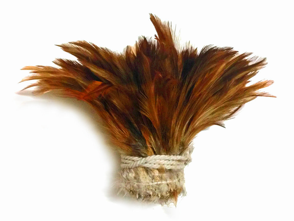 1 Yard - Natural Red Strung Rooster Neck Hackle Wholesale Feathers (Bulk)