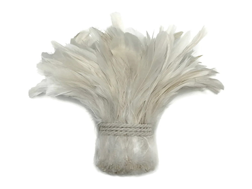 4 Inch Strip - 4-6" Natural White Strung Natural Bleach Rooster Coque Tail Feathers