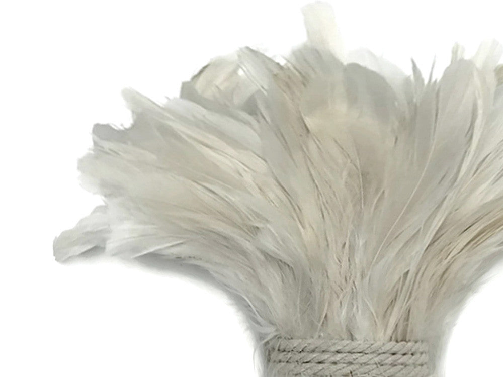 4 Inch Strip - 4-6" Natural White Strung Natural Bleach Rooster Coque Tail Feathers