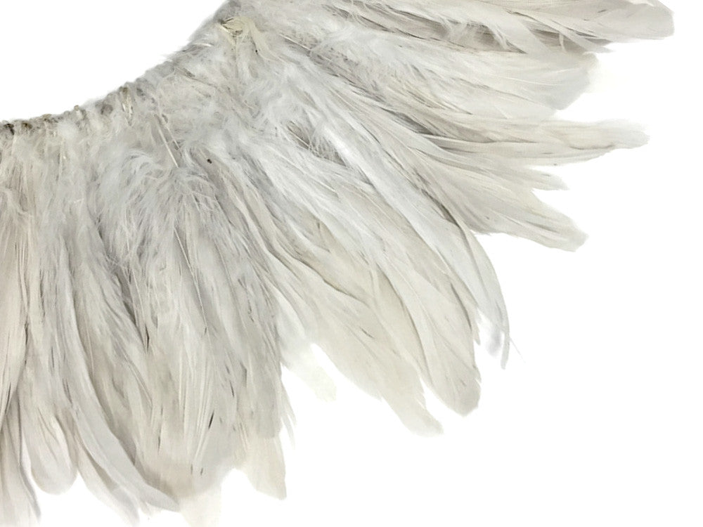 4 Inch Strip - 4-6" Natural White Strung Natural Bleach Rooster Coque Tail Feathers