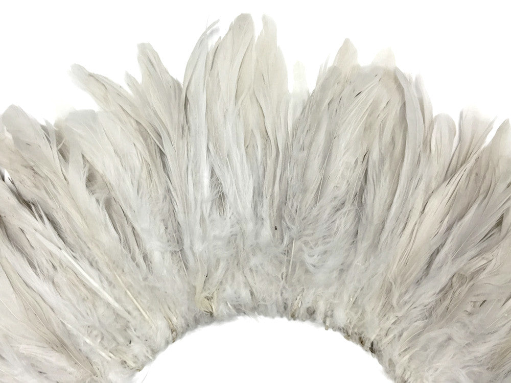 1/2 Yard - 4-6" Natural White Strung Natural Bleach Rooster Coque Tail Wholesale Feathers (Bulk)