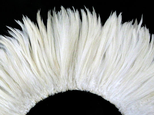4 Inch Strip - 6-7" Natural White Strung Rooster Neck Hackle Feathers