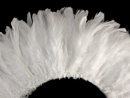 4 Inch Strip - Natural White Strung Rooster Schlappen Feathers