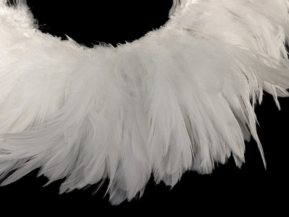 4 Inch Strip - Natural White Strung Rooster Schlappen Feathers