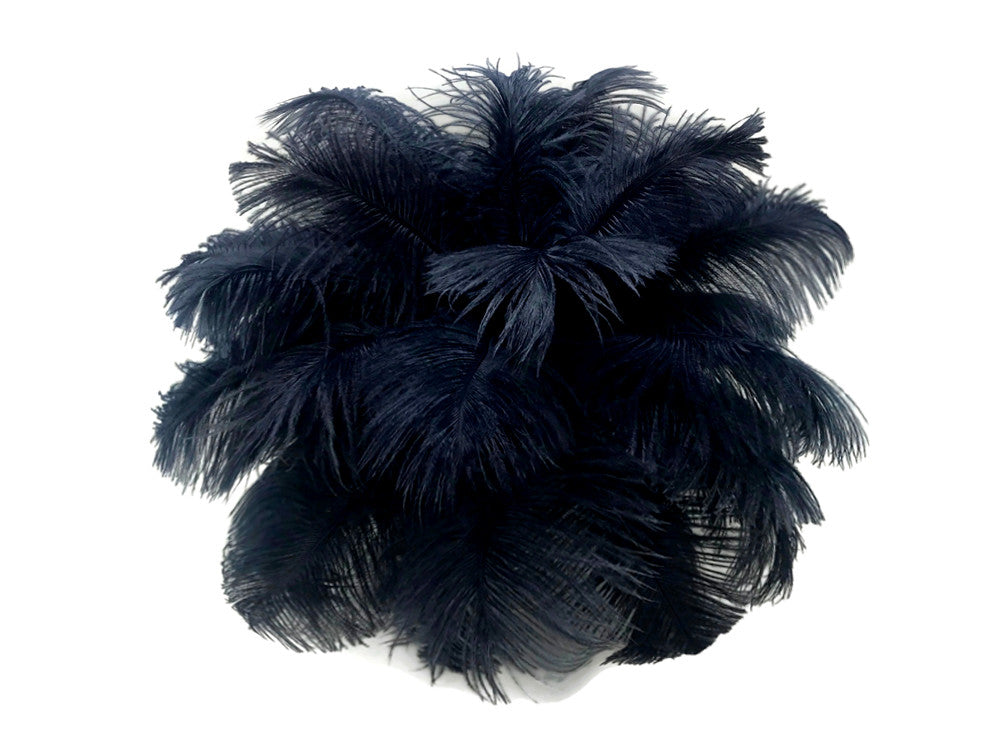 10 Pieces - 14-17" Navy Blue Ostrich Dyed Drab Large Body Feathers