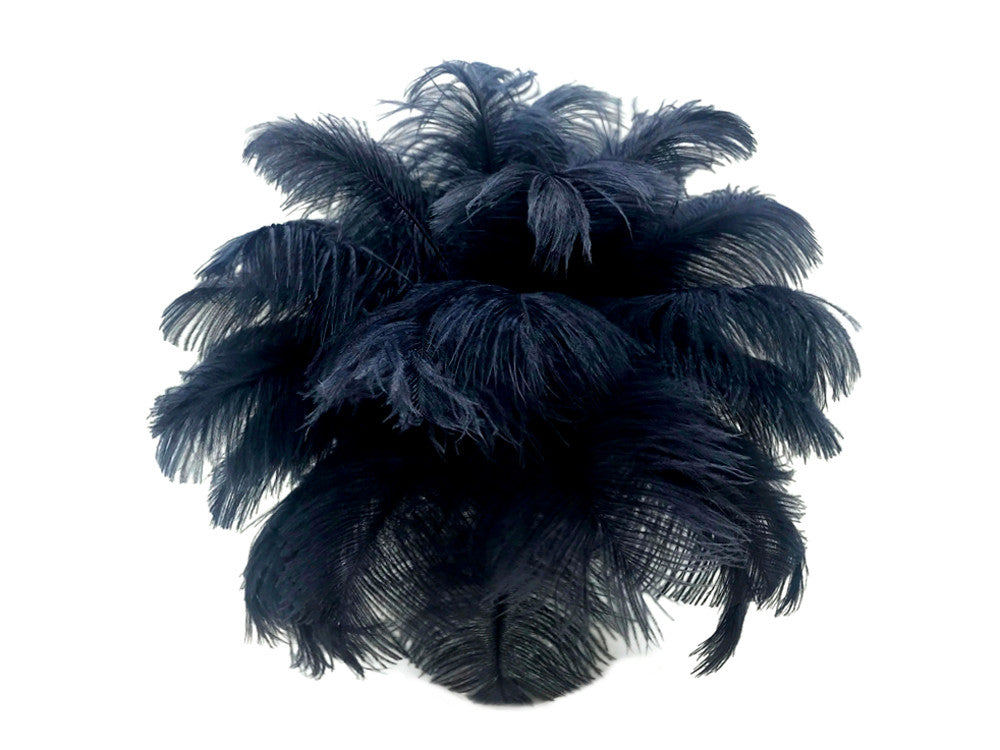 10 Pieces - 6-8" Dark Navy Ostrich Dyed Drabs Body Feathers