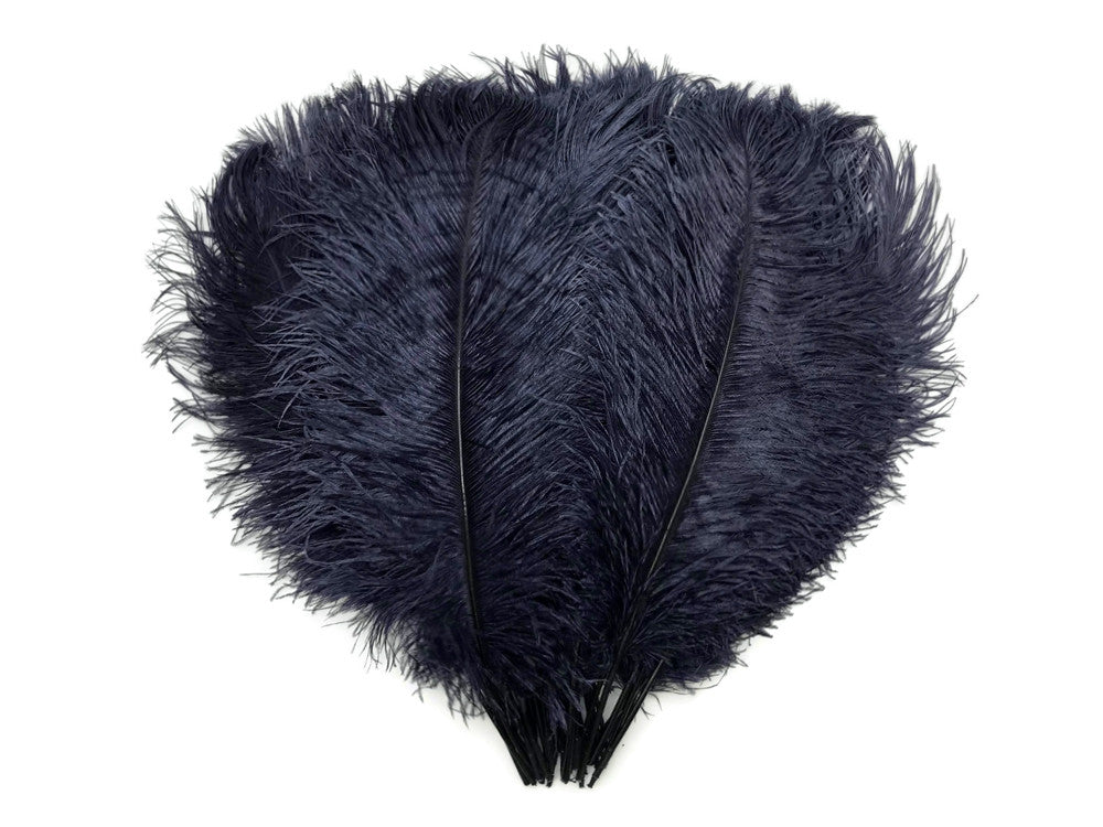 10 Pieces -  12-16" Navy Blue Dyed Ostrich Tail Fancy Feathers