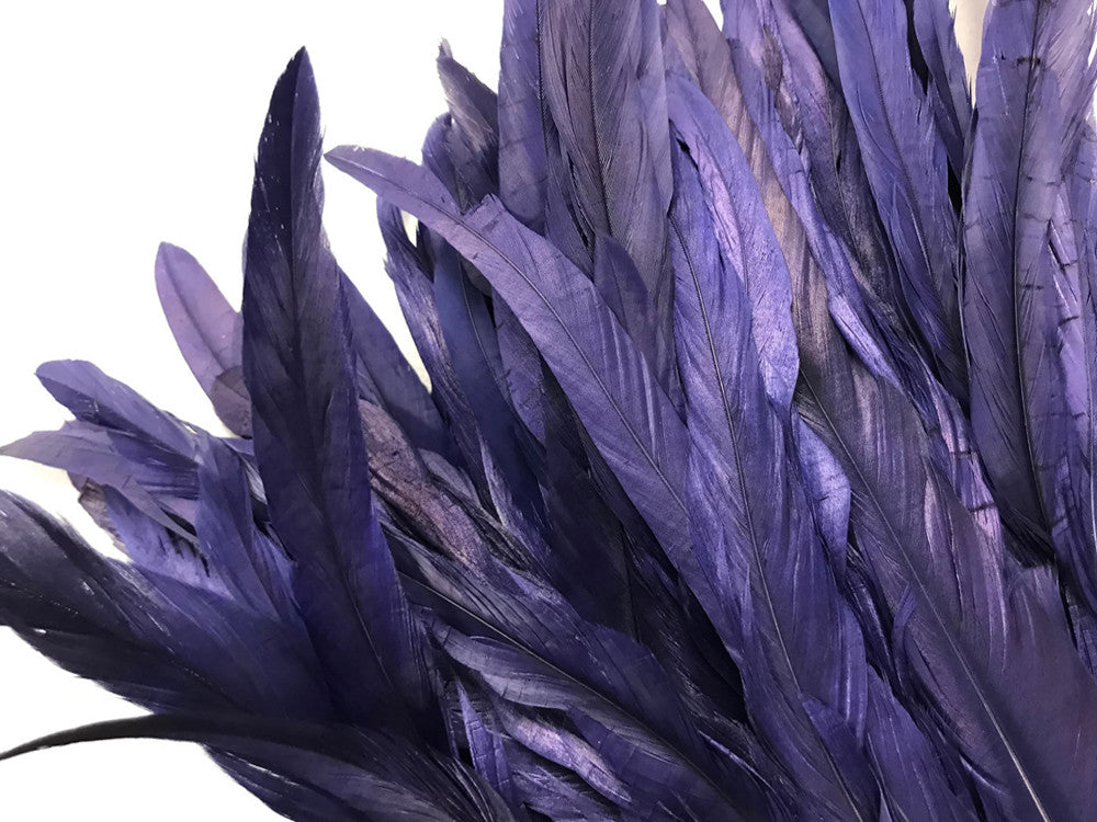1 Yard - 10-12" Navy Bleach and Dyed Coque Tails Long Feather Trim (Bulk)