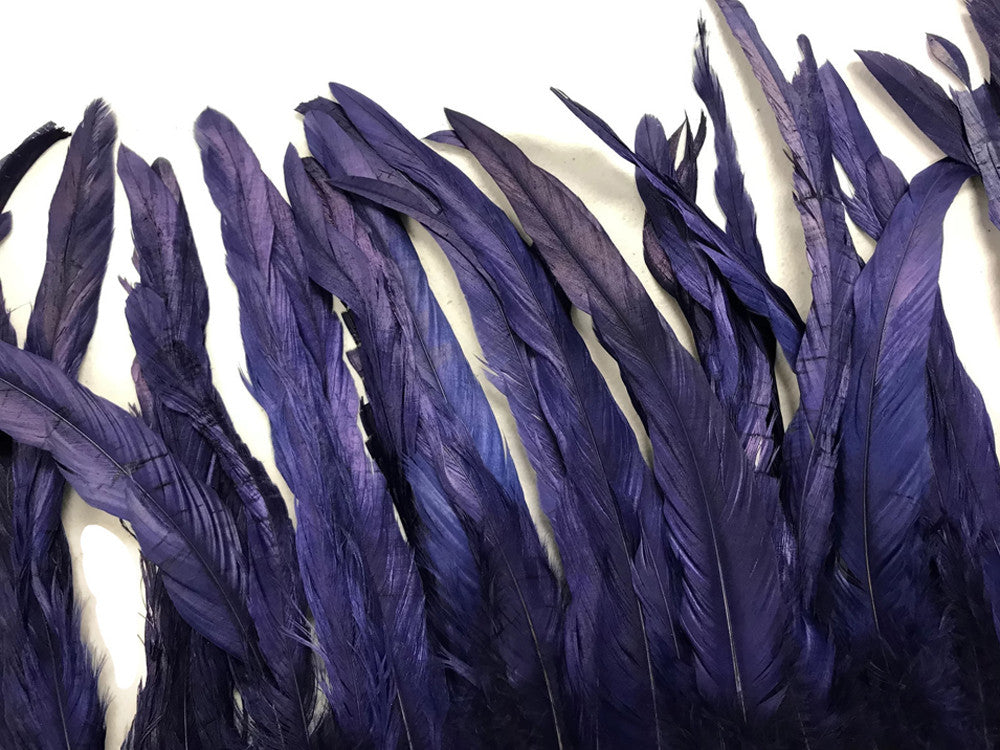 1 Yard - 10-12" Navy Bleach and Dyed Coque Tails Long Feather Trim (Bulk)