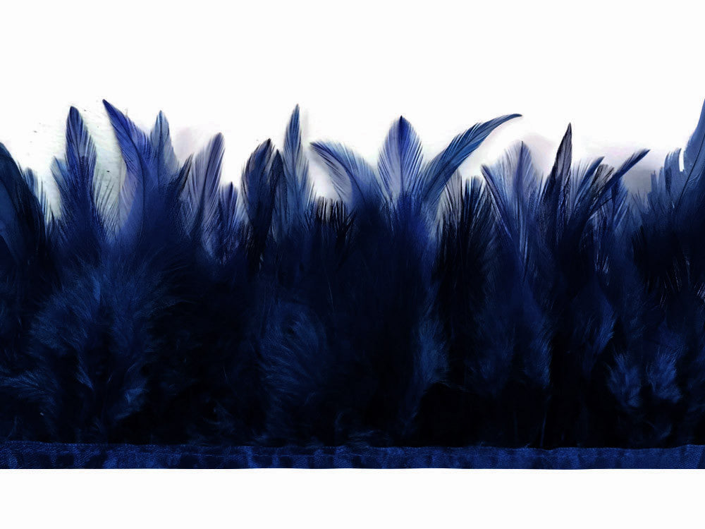 1 Yard - Navy Blue Rooster Neck Hackle Saddle Feather Wholesale Trim