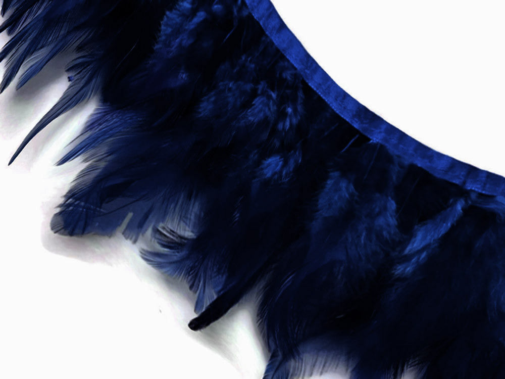 1 Yard - Navy Blue Rooster Neck Hackle Saddle Feather Wholesale Trim