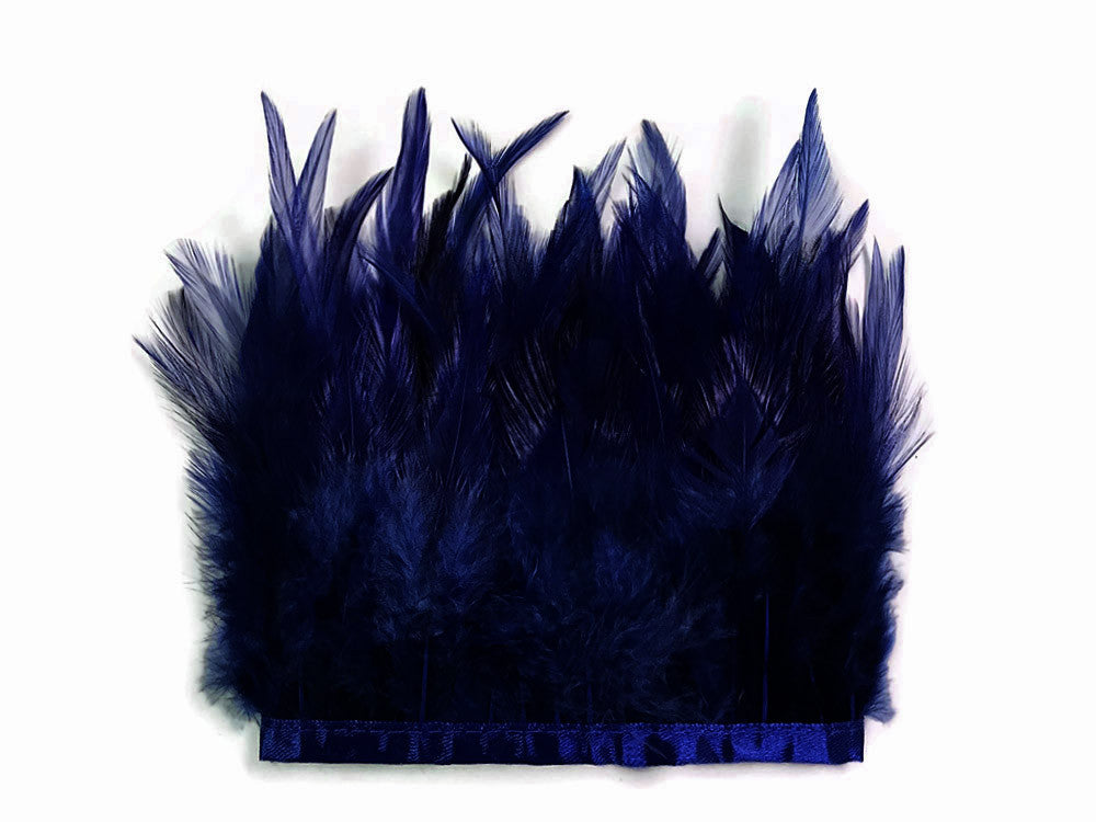 1 Yard - Navy Blue Rooster Neck Hackle Saddle Feather Wholesale Trim