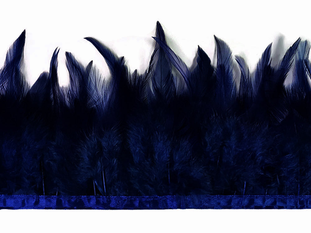 1 Yard - Navy Blue Rooster Neck Hackle Saddle Feather Wholesale Trim