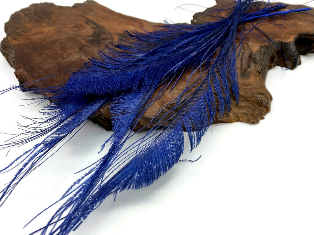 50 Pieces - Navy Blue Bleached & Dyed Peacock Swords Cut Wholesale Feathers (Bulk)