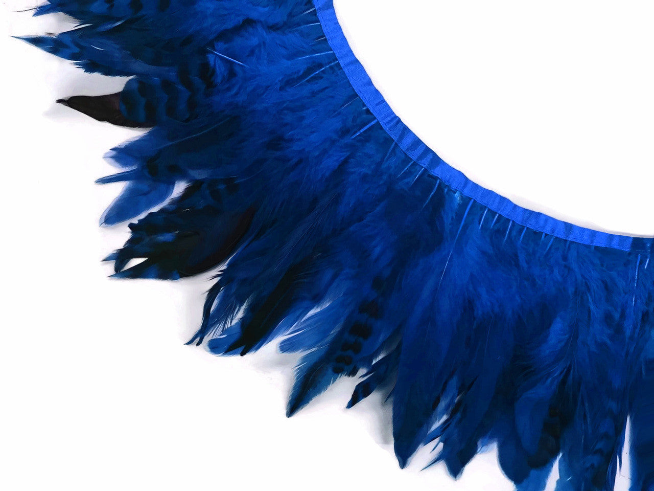 1 Yard - Navy Chinchilla Rooster Schlappen Feathers Trim