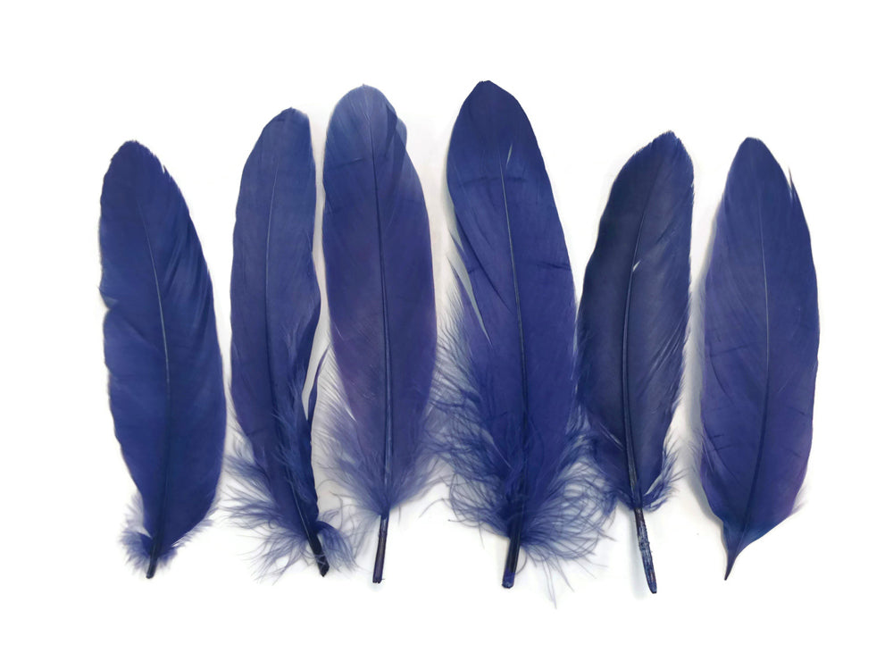 1/4 lbs. - Navy Blue Goose Satinettes Pallet Soft Wing Quill Wholesale Feathers (Bulk)