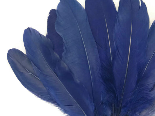 1/4 lbs. - Navy Blue Goose Satinettes Pallet Soft Wing Quill Wholesale Feathers (Bulk)