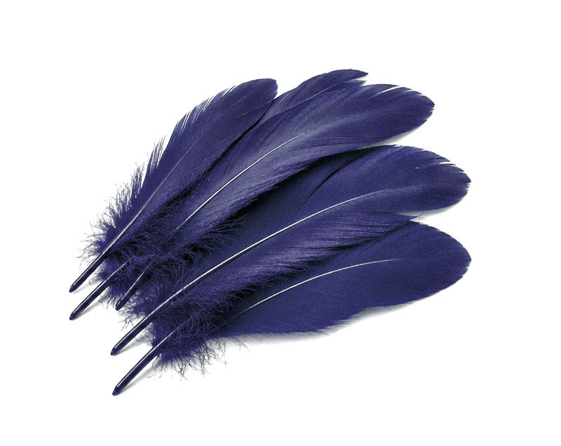 1/4 lbs. - Navy Blue Goose Satinettes Pallet Soft Wing Quill Wholesale Feathers (Bulk)