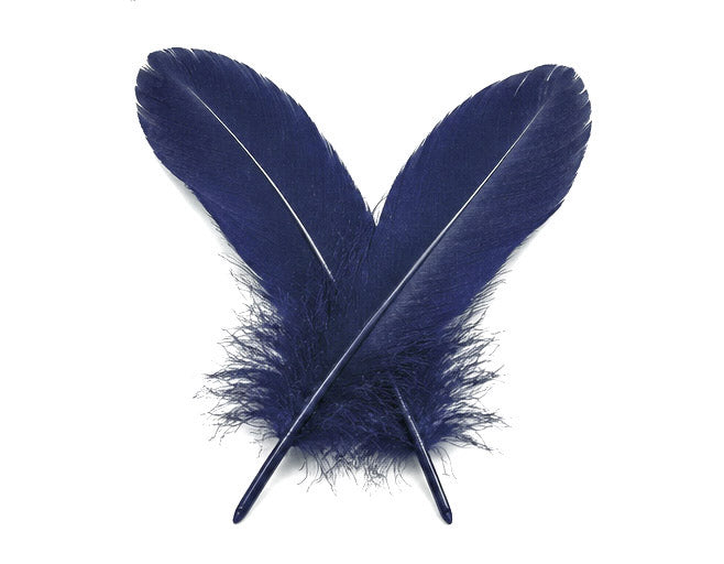 1/4 lbs. - Navy Blue Goose Satinettes Pallet Soft Wing Quill Wholesale Feathers (Bulk)