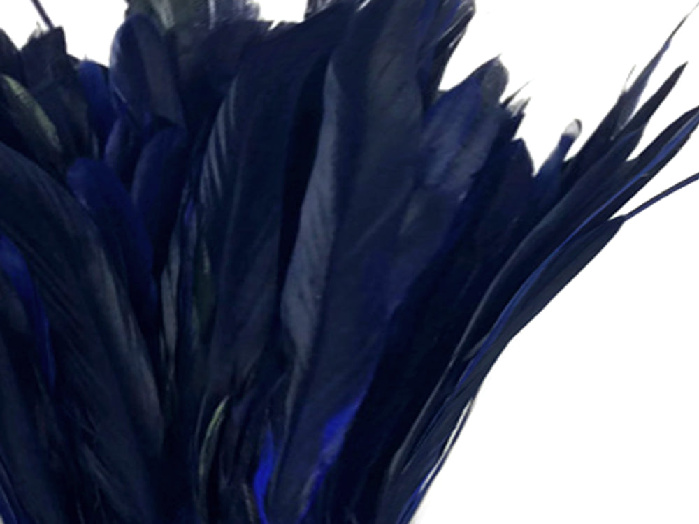1/2 Yard - 8-10" Navy Blue Half Bronze Natural Dyed Coque Tail Strung Wholesale Feathers (Bulk)