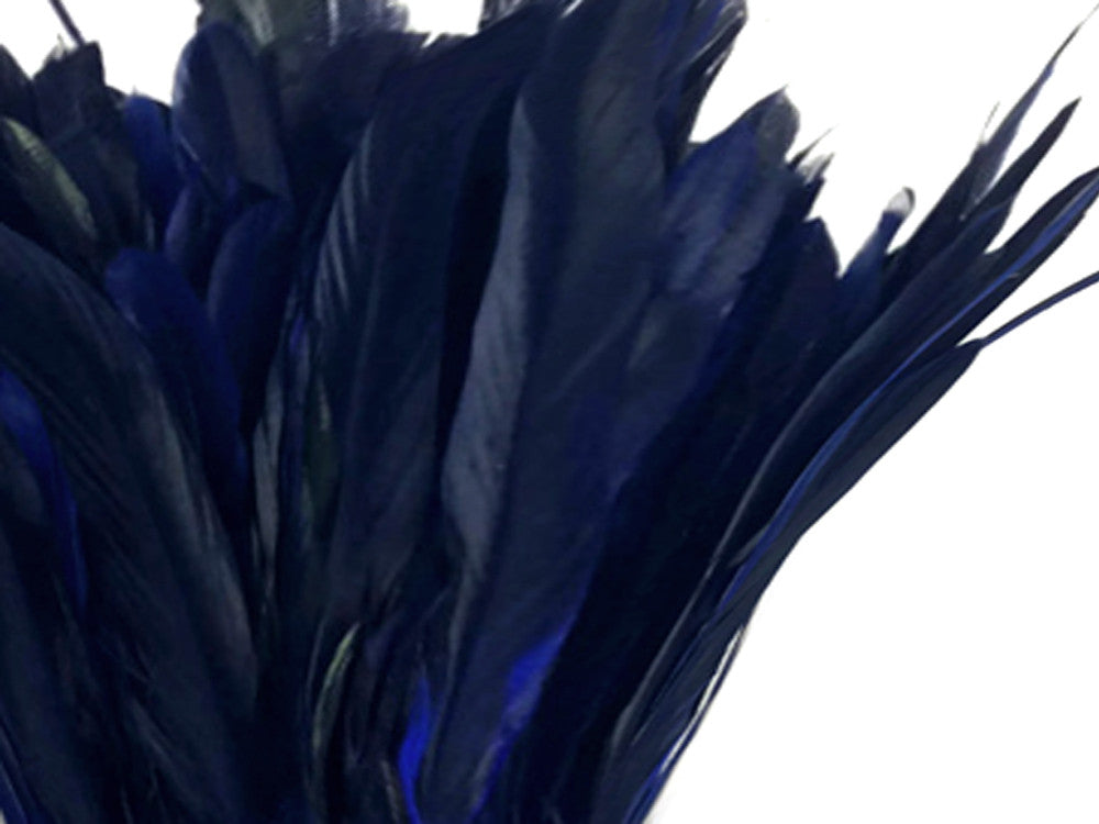 1/2 Yard - Navy Blue Half Bronze Natural Dyed Coque Tail Strung Wholesale Feathers (Bulk)