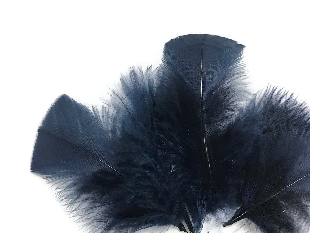 1/4 Lb - Navy Blue Turkey Marabou Short Down Fluffy Loose Wholesale Feathers (Bulk)