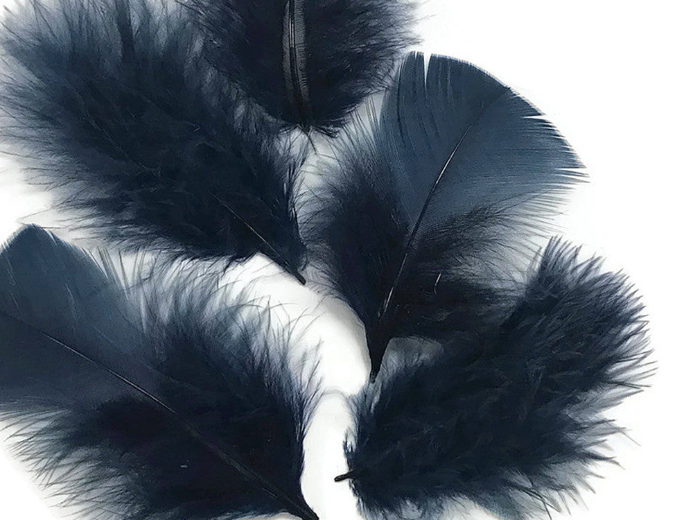 1/4 Lb - Navy Blue Turkey Marabou Short Down Fluffy Loose Wholesale Feathers (Bulk)