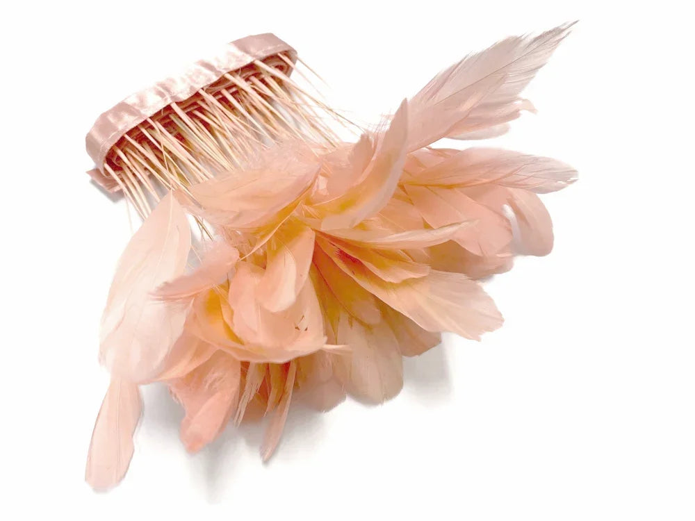 1 Yard - 10-12" Champagne Bleach and Dyed Coque Tails Long Feather Trim (Bulk)