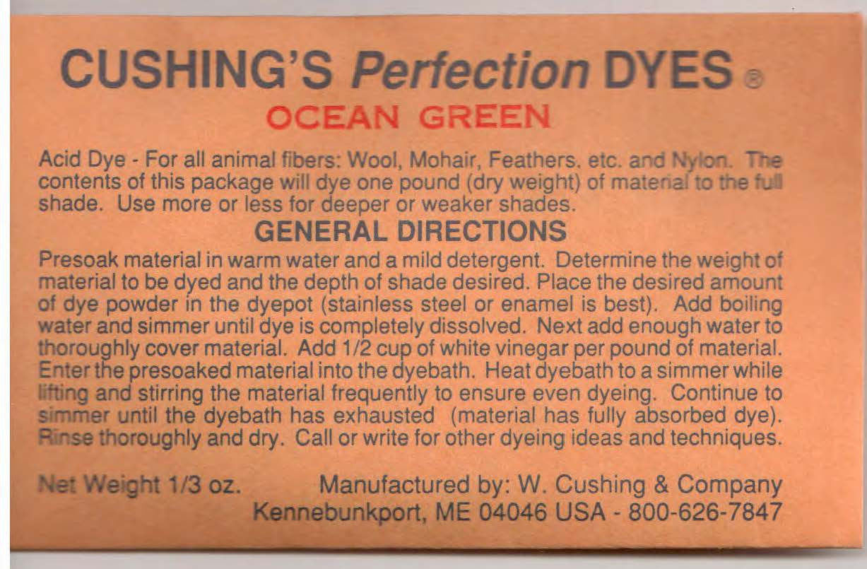 Ocean Green Cushing Acid Dye