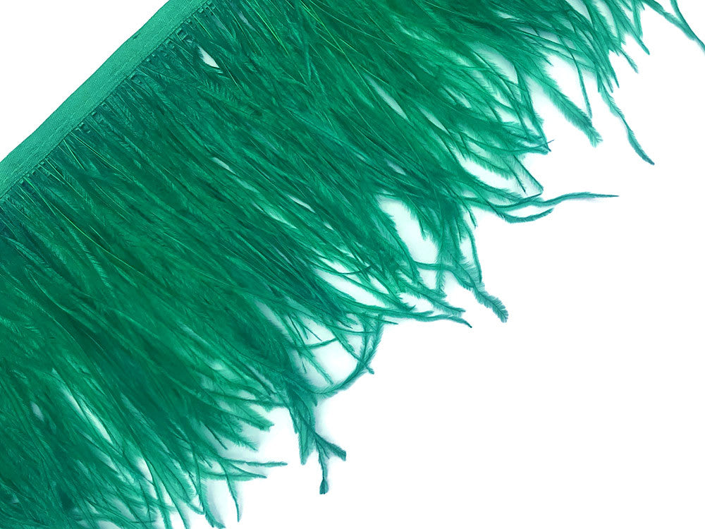 6 Inch Strip - Ocean Green Ostrich Fringe Trim Feather