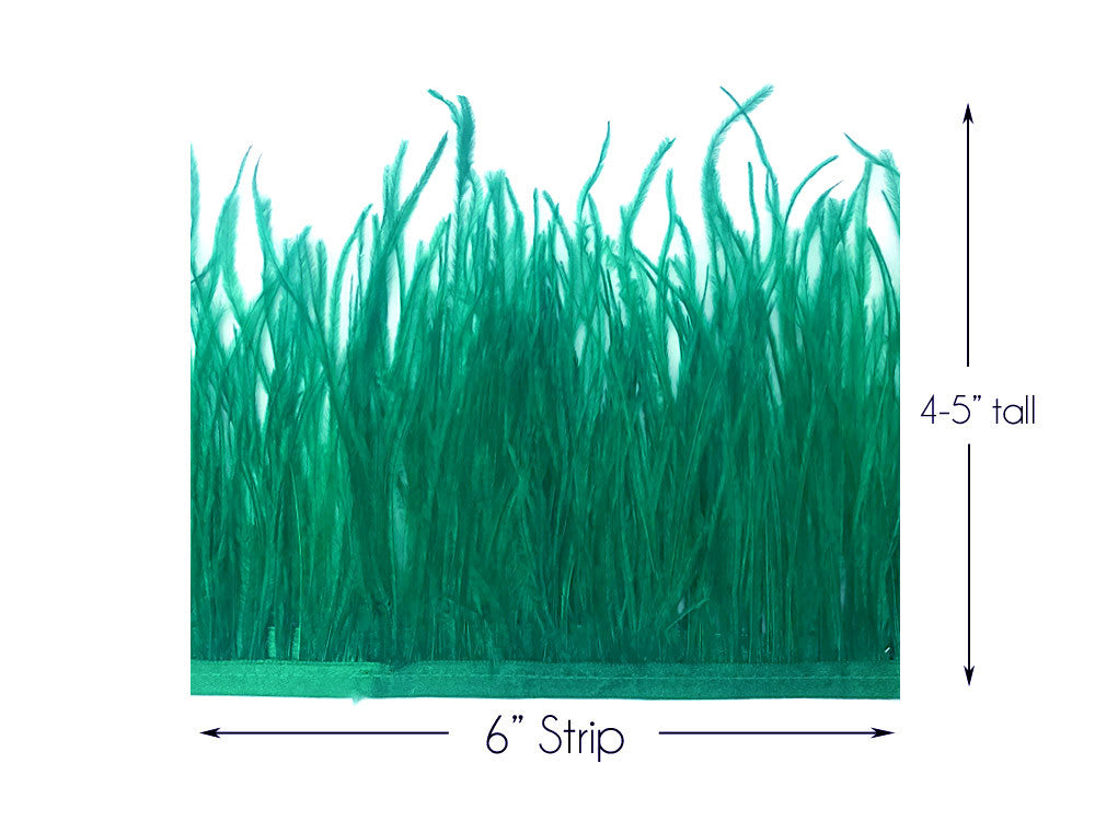 6 Inch Strip - Ocean Green Ostrich Fringe Trim Feather