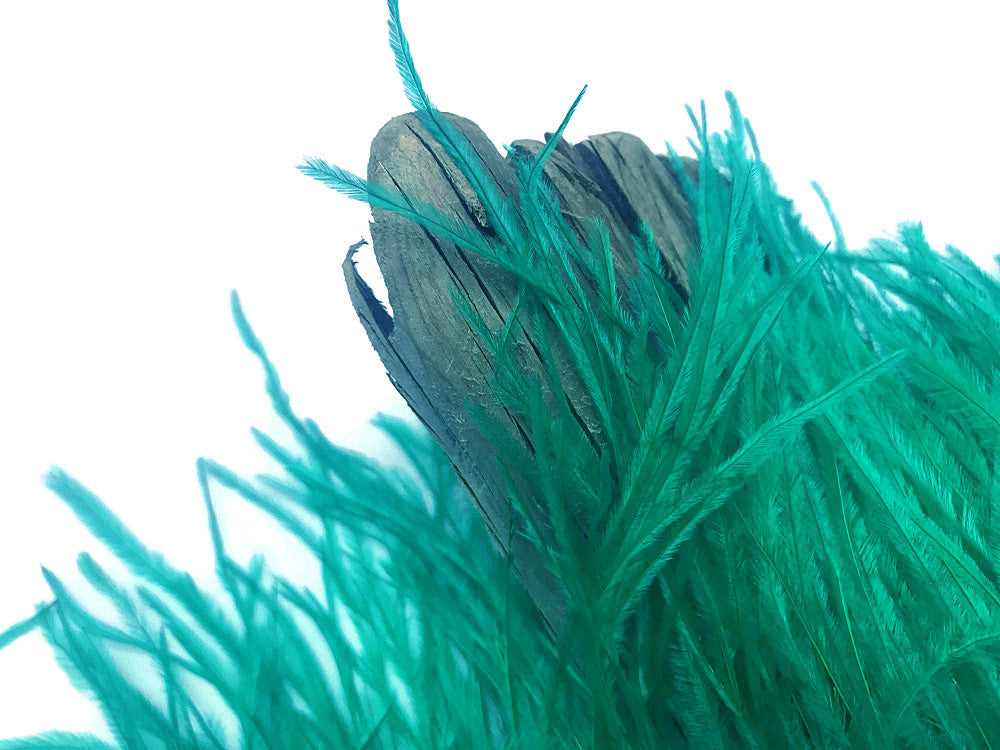 6 Inch Strip - Ocean Green Ostrich Fringe Trim Feather