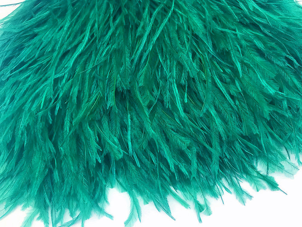 6 Inch Strip - Ocean Green Ostrich Fringe Trim Feather