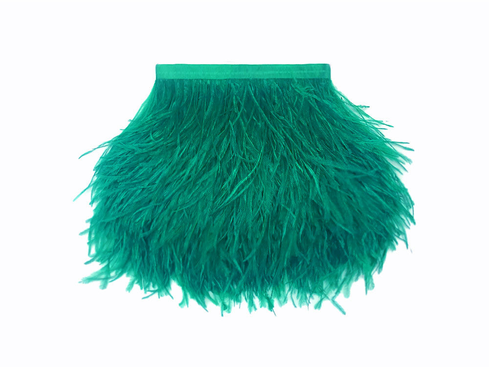 6 Inch Strip - Ocean Green Ostrich Fringe Trim Feather