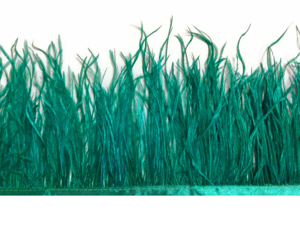 1 Yard - Ocean Green Ostrich Fringe Trim Wholesale Feather (Bulk)