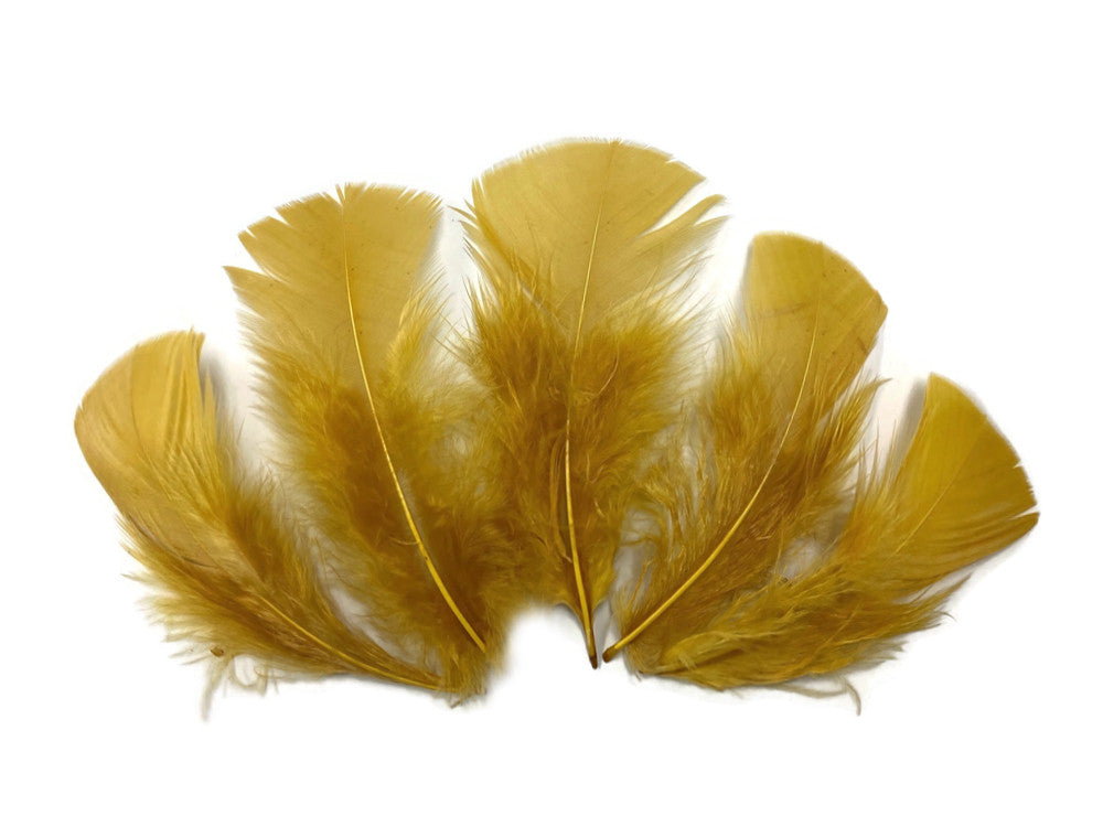 1 Pack - Antique Gold Dyed Turkey T-Base triangle Body Plumage Feathers 0.50 Oz.