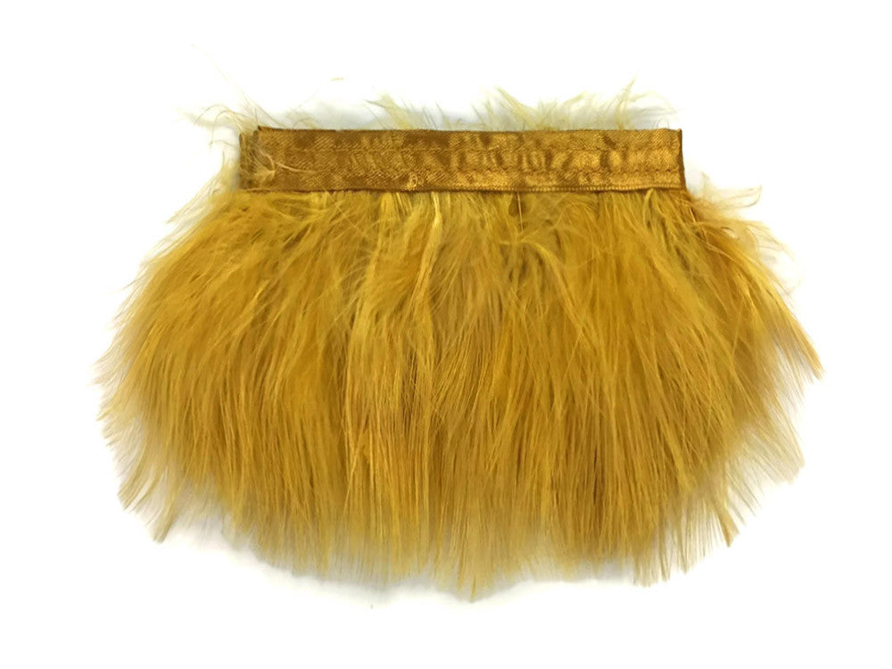 1 Yard - Old Antique Gold Marabou Turkey Fluff Feather Fringe Trim