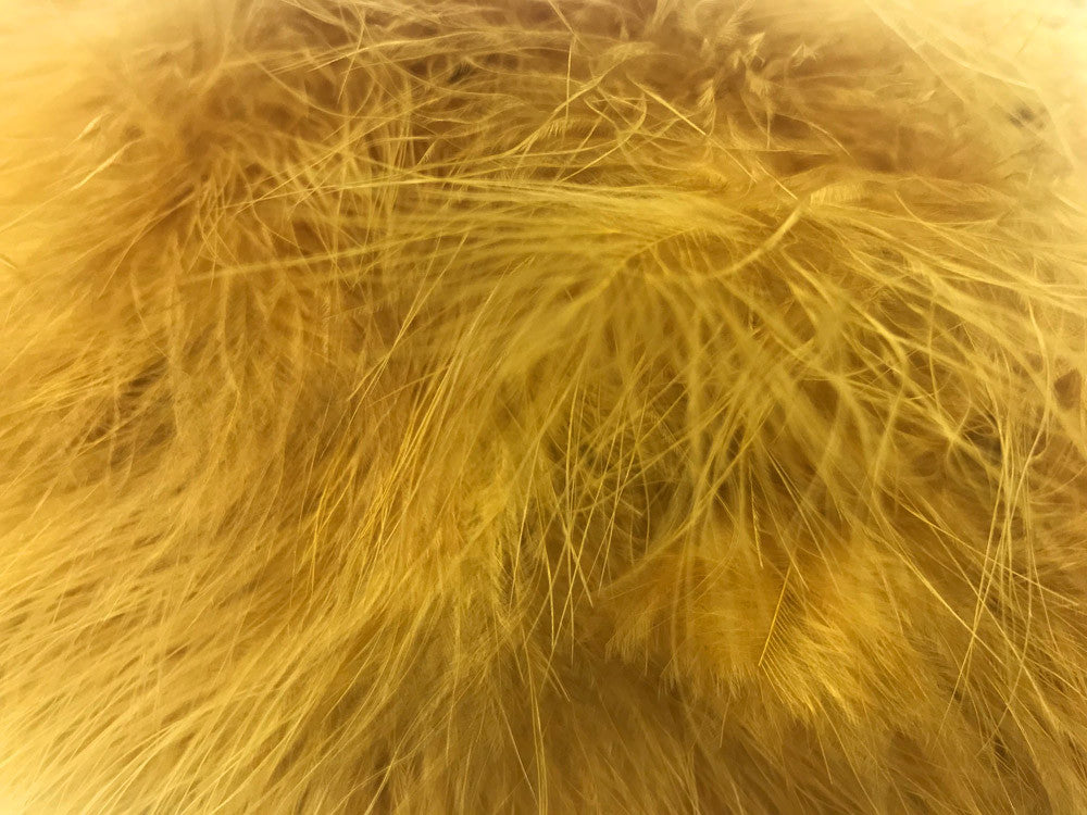 1 Yard - Old Antique Gold Marabou Turkey Fluff Feather Fringe Trim