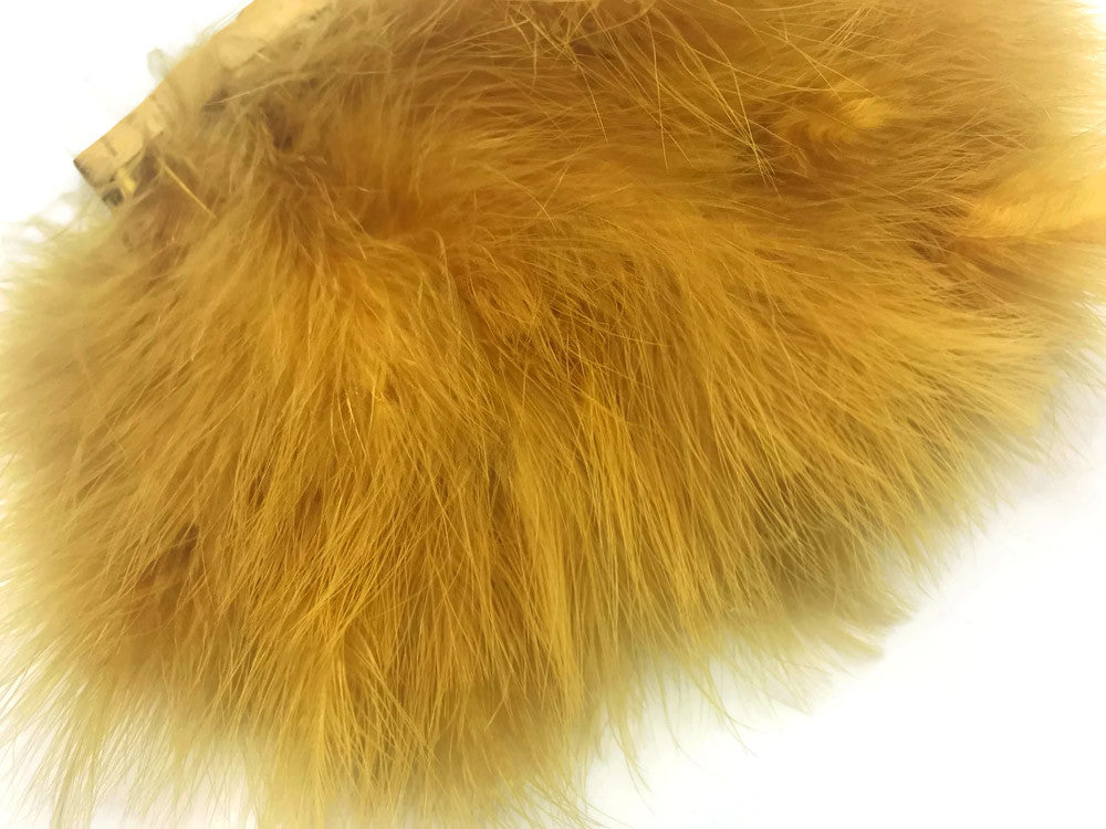 1 Yard - Old Antique Gold Marabou Turkey Fluff Feather Fringe Trim