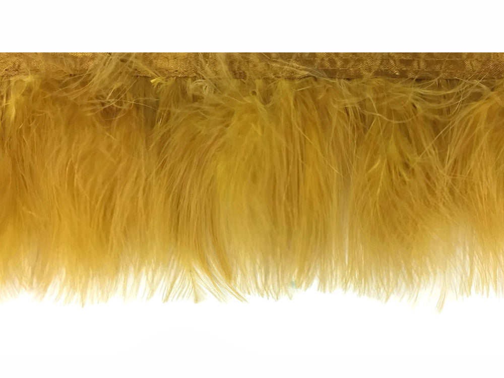 1 Yard - Old Antique Gold Marabou Turkey Fluff Feather Fringe Trim