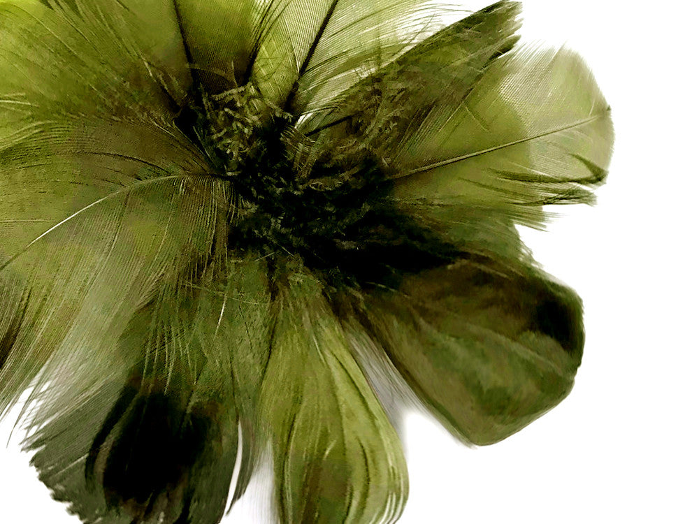 1 Pack - 2-3" Olive Green Goose Coquille Loose Feathers - 0.35 Oz.