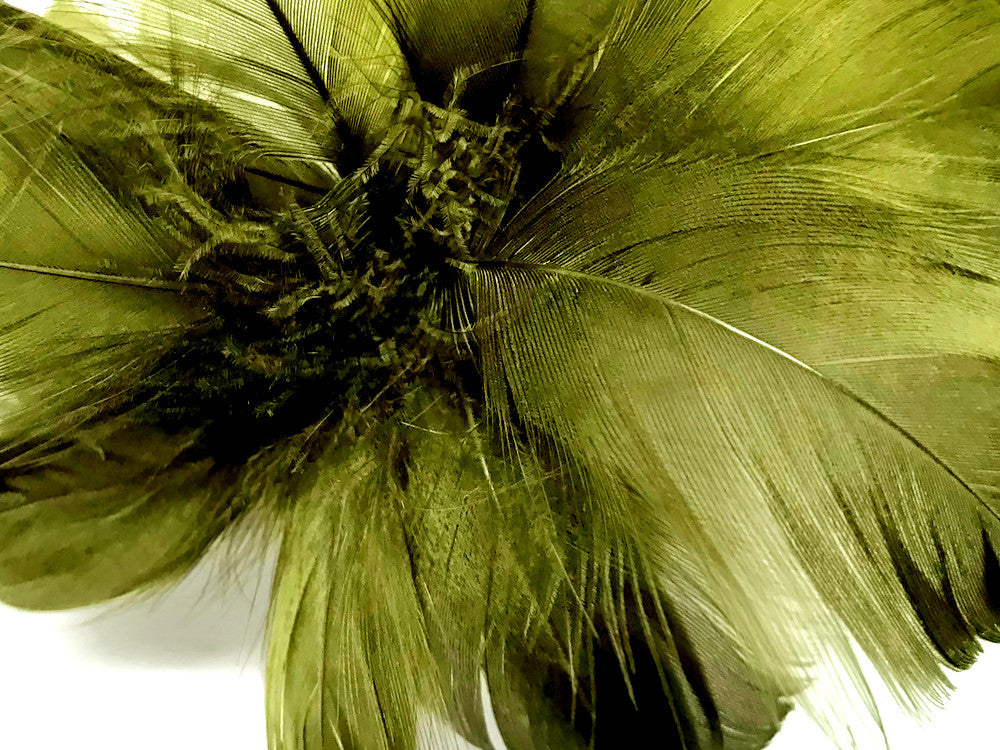 1 Pack - 2-3" Olive Green Goose Coquille Loose Feathers - 0.35 Oz.