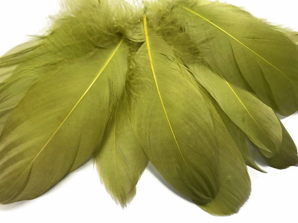 1/4 Lb - Olive Green Goose Nagoire Wholesale Feathers (Bulk)