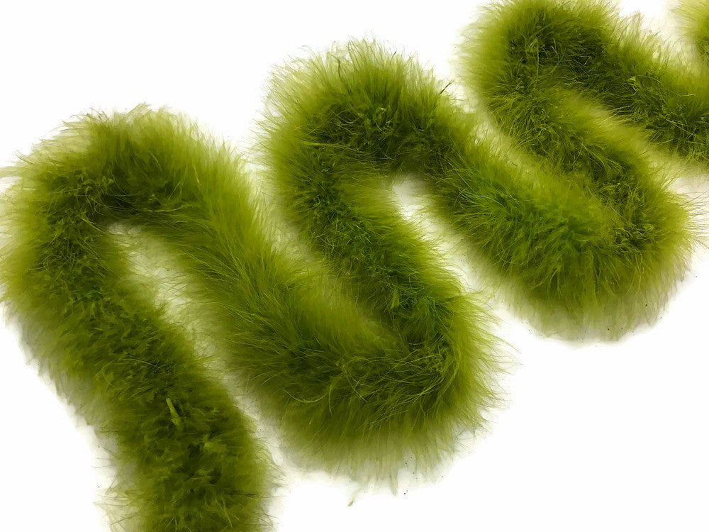 2 Yards - Moss Green Turkey Medium Weight Marabou Feather Boa 25 Gram