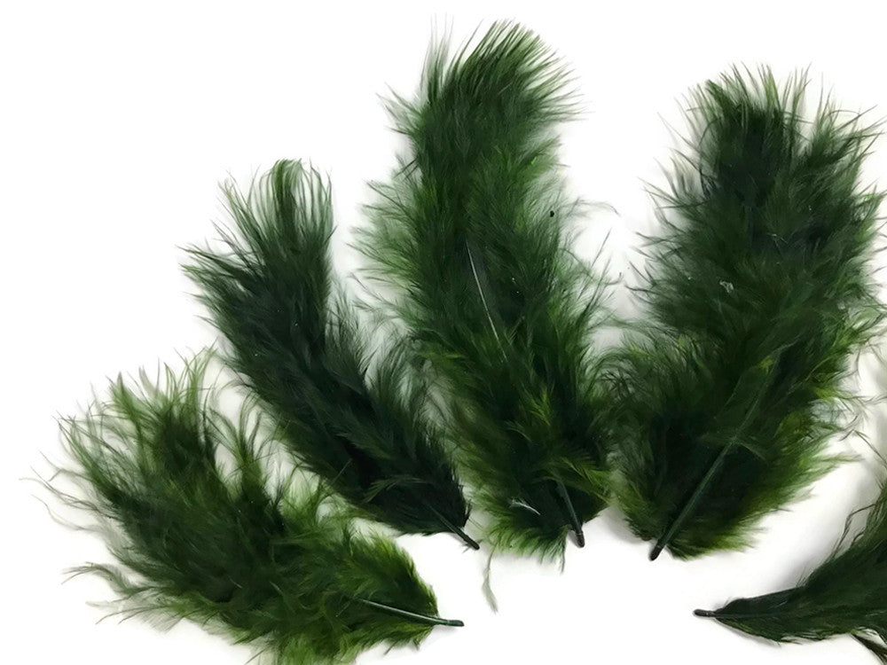 1/4 Lb - Olive Green Turkey Marabou Short Down Fluffy Loose Wholesale Feathers (Bulk)