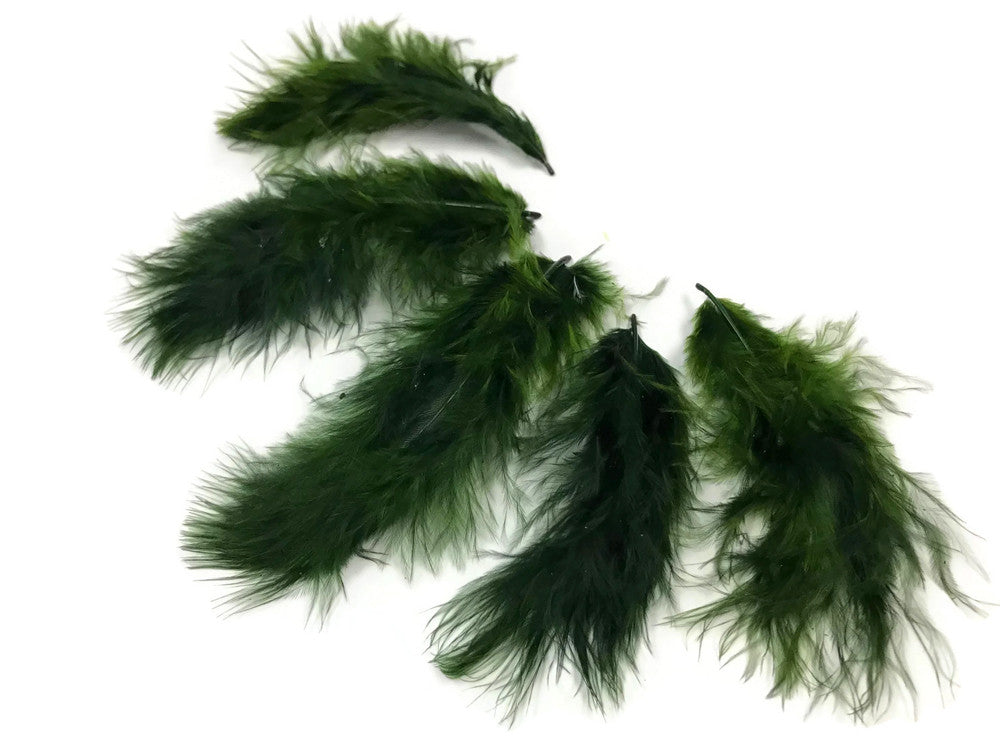 1/4 Lb - Olive Green Turkey Marabou Short Down Fluffy Loose Wholesale Feathers (Bulk)